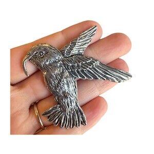 Vintage 1980’s Sheridan Fine Pewter Brooch Hummingbird  Handcrafted Pin Pewter